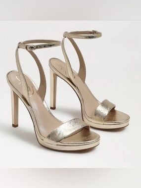 Sam Edelman Metallic Gold Ankle-Strap High Heels